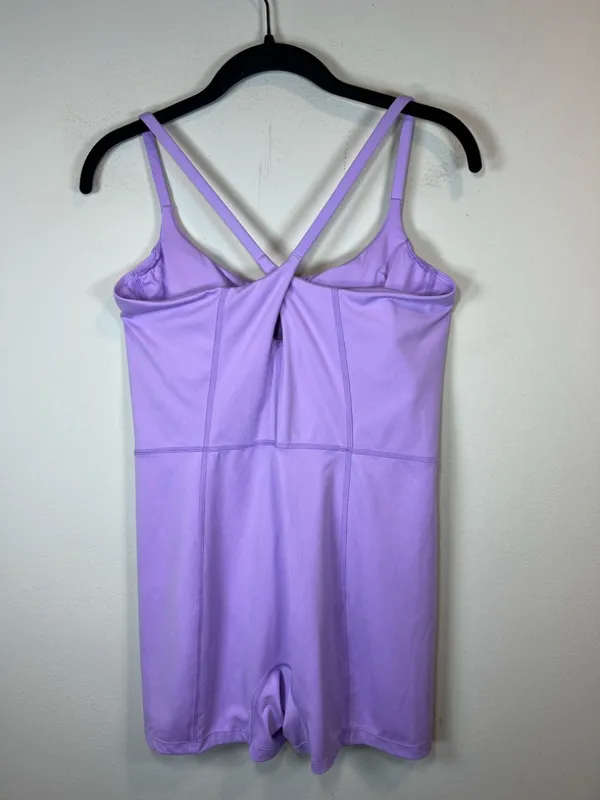 All In Motion Athletic Romper Body Suit Lilac Purple Shelf Bra Bike Shorts Large - Image 6