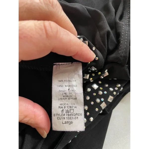 Forever 21 Black Rhinestone Cold Shoulder Top - Size L - Image 3