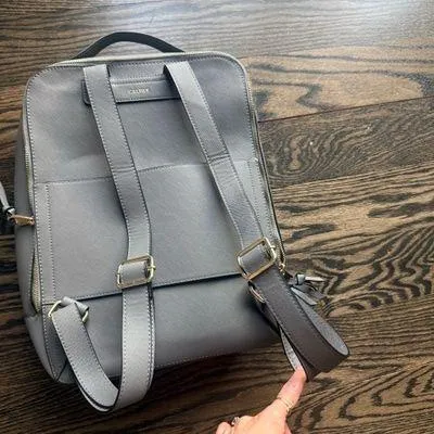Calpak Grey Leather Bagpack Gray - Image 6