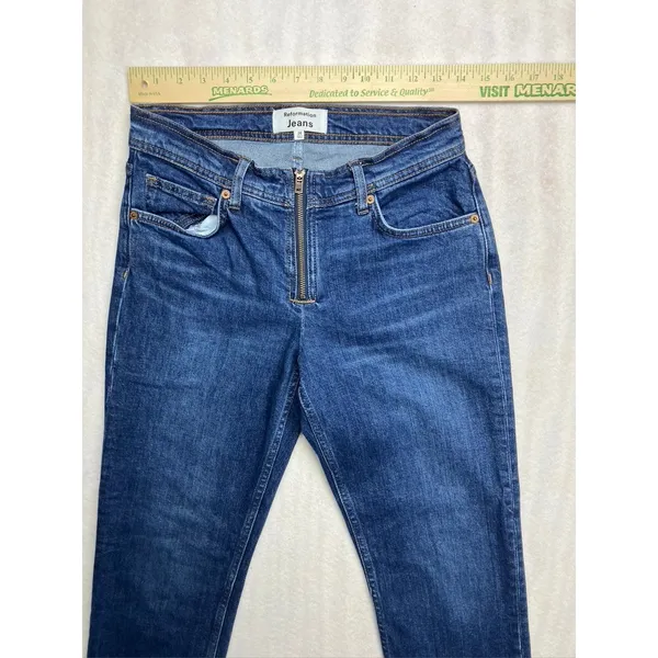 Reformation Jeans Julianna Zip‎ Mid Rise Straight Leg Jeans 26 Organic Cotton - Image 7