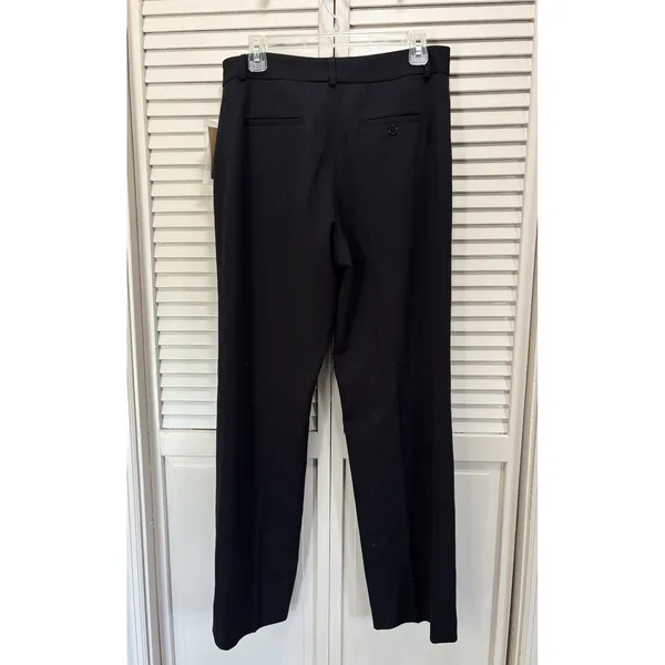 H & W‎ Straight Black Trouser Pants NWT Mid Rise Zip/Slide Hooks Pockets Size 12 - Image 4