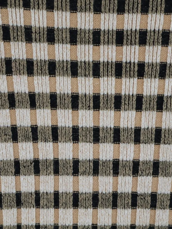 Maeve Anthropologie Sweater Large Fitted Stretch Plaid Cowl Neck Brown Black - Image 13