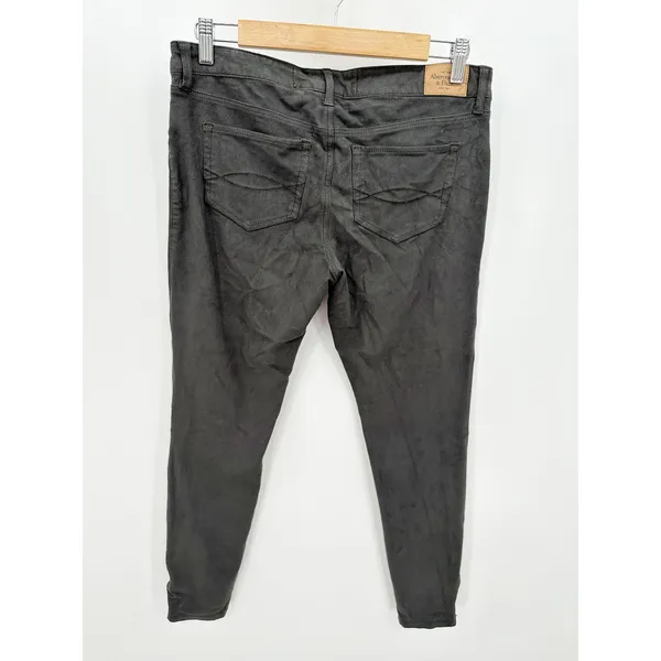 Abercrombie‎ Gray Suede Pants Slight Stretch Flat Front Womens Size 6 - Image 4