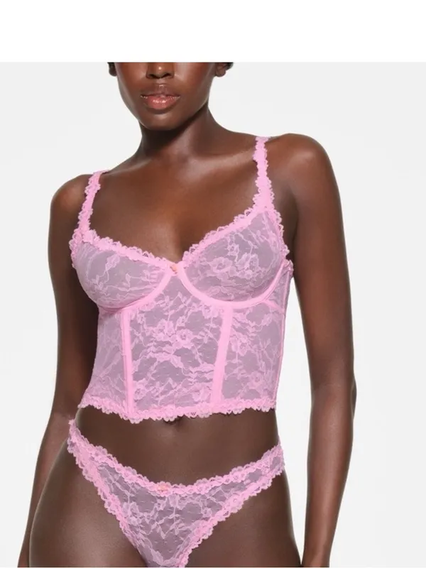 Skims Stretch Lace (G14) Corset Nwt Cotton Candy Pink Xl - Image 2