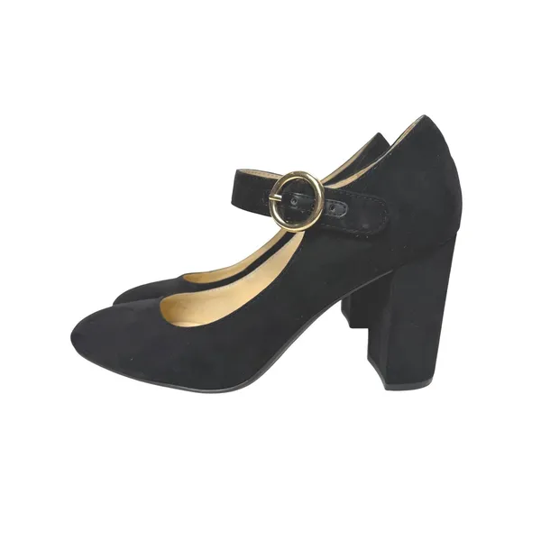 Liz Claiborne Savannah Mary Jane Pump Womens 9 Black Faux Suede 3.5" Heel Buckle - Image 2