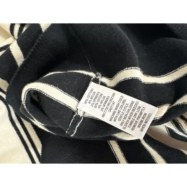 Merona Size 2 Womens Cardigan Sweater‎ Striped Long Sleeve Button Cream Black - Image 4