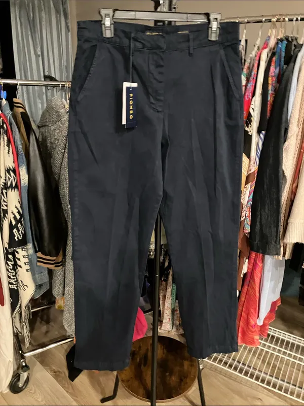 Piombo Blue straight leg cotton Trousers - Image 3