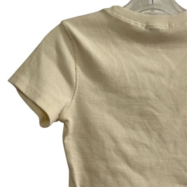 Nasty Gal Women's Beige Ribbed Crop Top Size 4 Casual Spring‎ Tee - Image 6