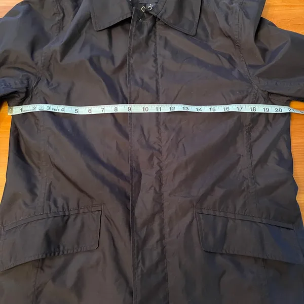 Lands' End Women's Navy Blue Long Zipper Button Gingham Lined‎ Trench Coat Small - Image 7