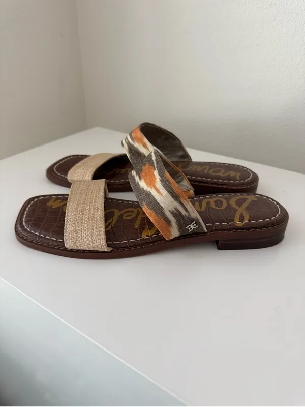Sam Edelman Haydee Beige Woven Slip On Open Toe Sandals 9 - Image 6