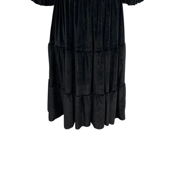 Baltic Born Bliss Smocked Velvet Dress Mini Tiered‎ Black Size Medium - Image 7