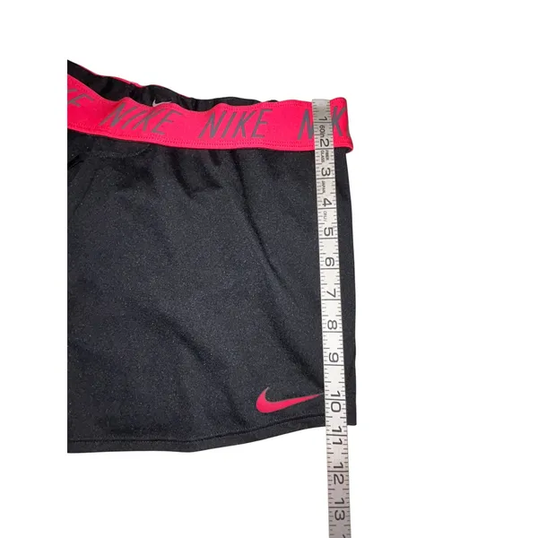 Nike Dri-FIT Womens Running Shorts Black Pink Logo Waistband 885273-013 Size M - Image 8