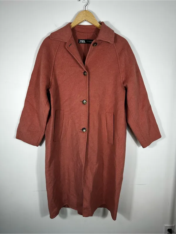 Zara Pink Wool‎ Blend Single Blend Pea Coat Women’s Sz XS - Image 2