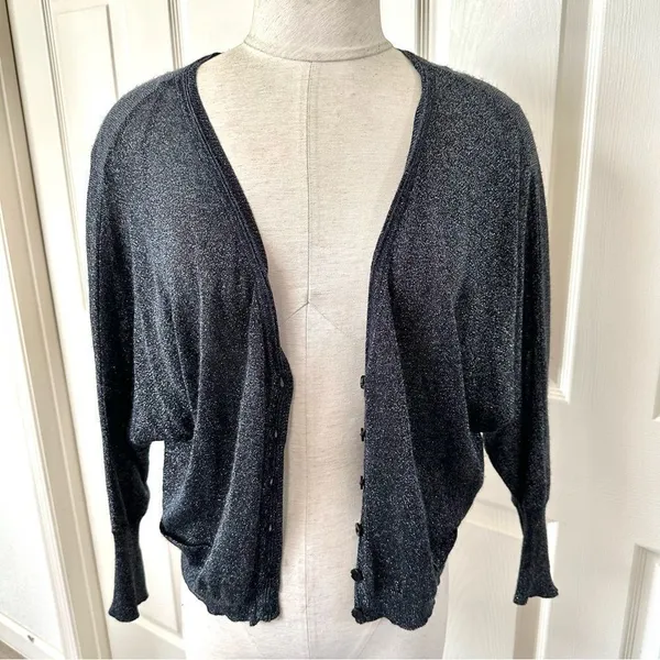 Free People black glitter button cardigan - Image 4