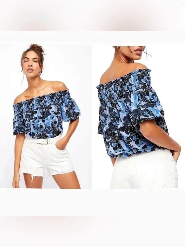 FREE PEOPLE Blue Technicolor Bubble Top Size XL - Image 5