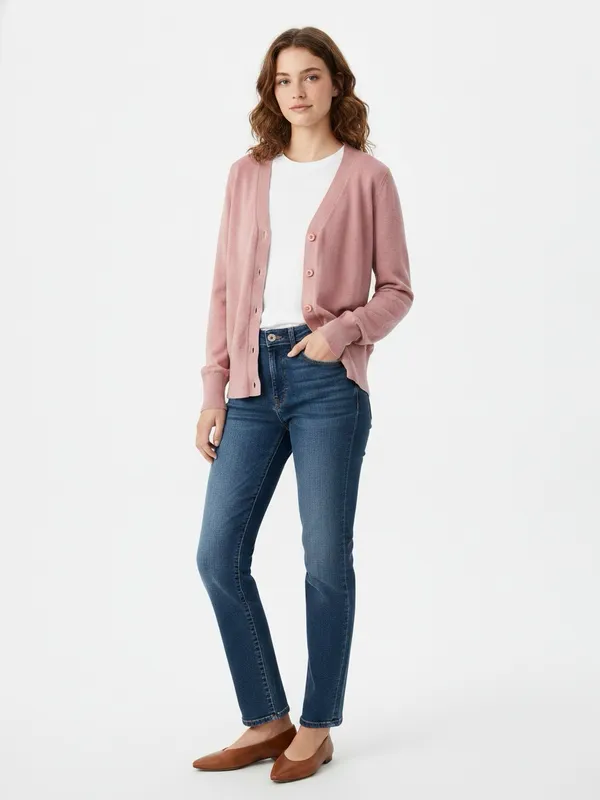 Sundance Mauve Pink Knit V-Neck Button-Down Cardigan Sweater Cottagecore Boho - Image 2