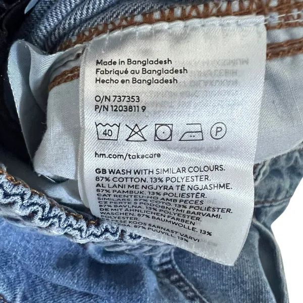 H&M Divided Cargo Wide Leg Denim Jeans Blue Utility Streetwear Size S - Image 6