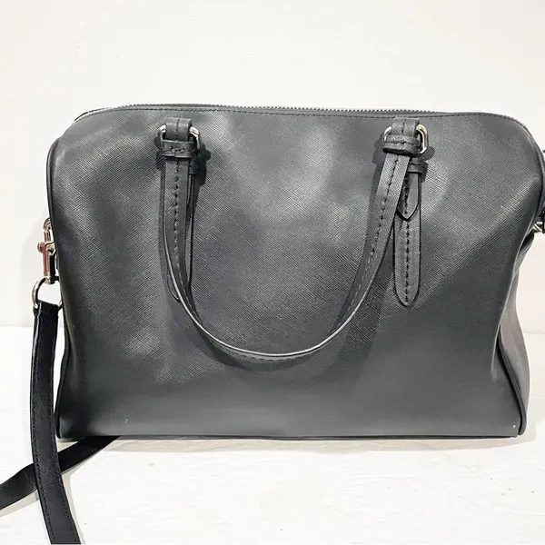 Coach Crossgrain Carryall Satchel Zip top Closure Double Handle Purse Bag‎ Black - Image 9