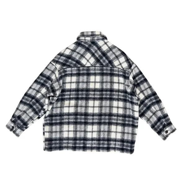 Zara Italian Fabric Wool Plaid Oversized Shacket Shirt Jacket Black White Small - Image 3