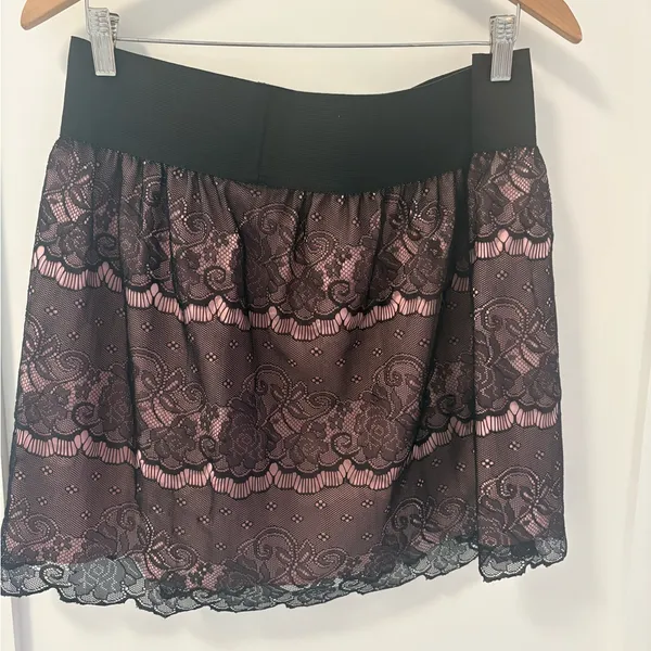 Xhilaration Black Lace Nude Lined Y2K Mini Skirt Coquette Balletcore size XL - Image 6