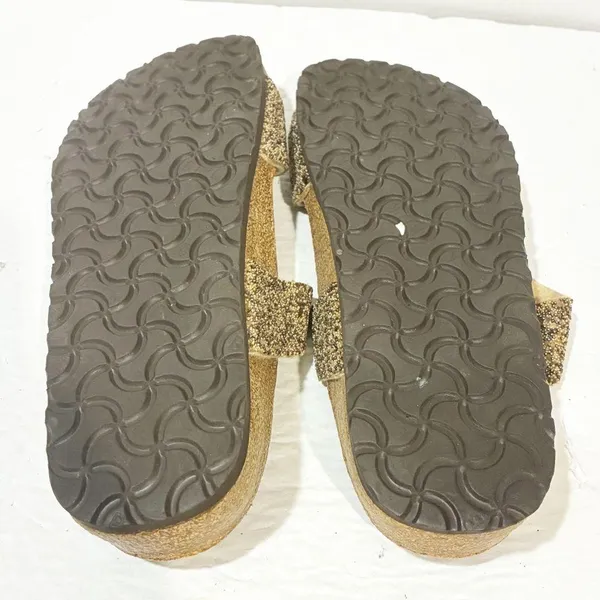 Birkenstock Birkis Beaded Glitter Sequin Gold Sandals Womens Size 8 - Image 6