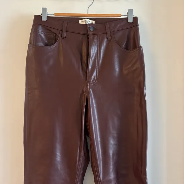 Abercrombie Brown Leather Women Pants - Image 2
