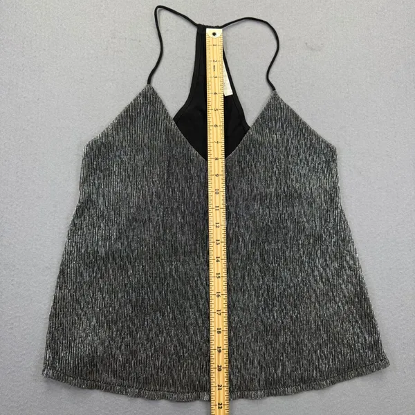 Lovers + Friends Womens XS Black Silver Metallic Shimmer Racerback‎ Camisole Top - Image 4