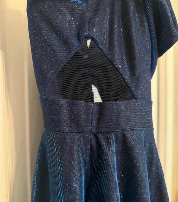 Windsor Navy Shimmer Open Back Homecoming Dress - Image 3