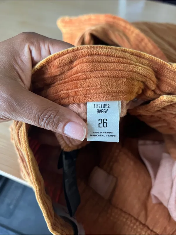 BDG High Rise Baggy Corduroy Pants Orange Size 26 - Image 12