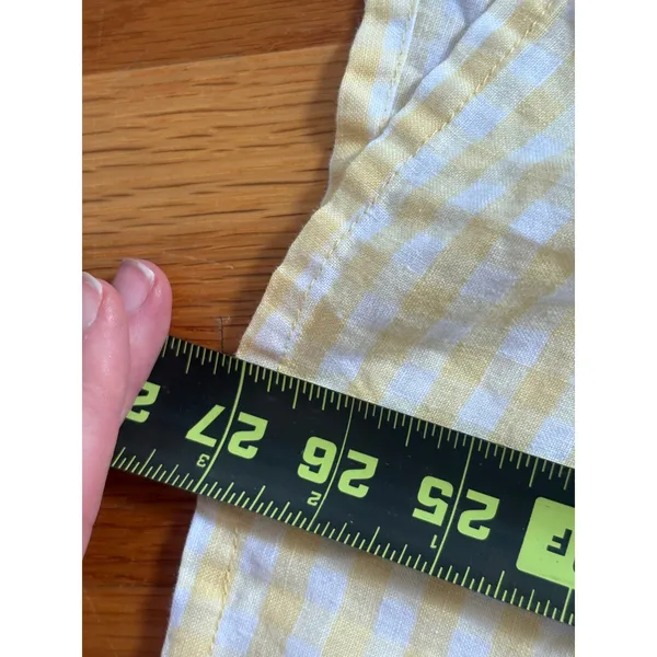 Faithfull the Brand Yellow Gingham Button Front Midi Skirt Side Slits Size US 4 - Image 5