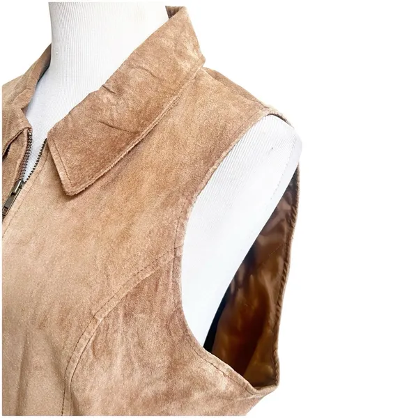 Hunt Club Vintage Women’s Suede 100% Leather Vest Tan Western Size 16 - Image 7