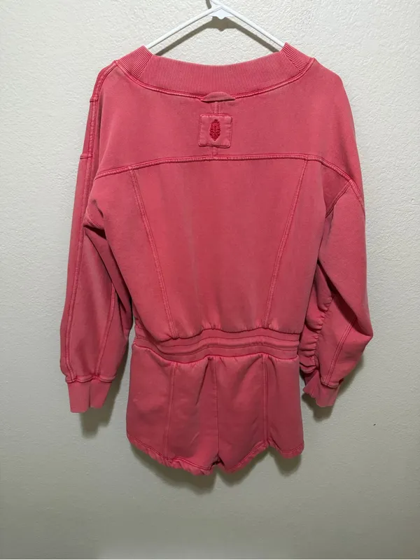 Free People Movement Intercept Romper Hibiscus Coral Pink Athleisure - Image 7