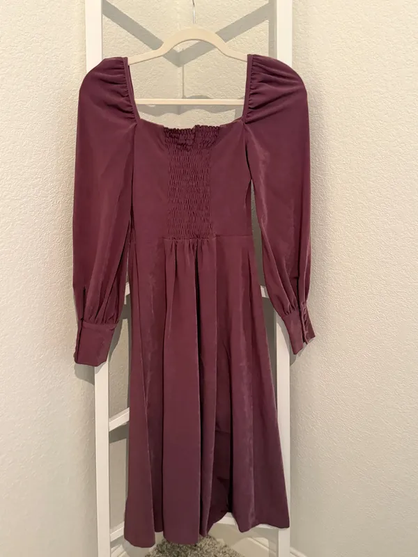 Lichi midi dress in a dusty plum/mauve shade - Image 5