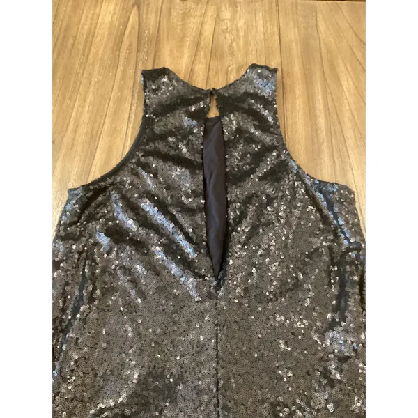 Free People night out Black Sequined Liquid Shine Party sleeveless halter dress - Image 7