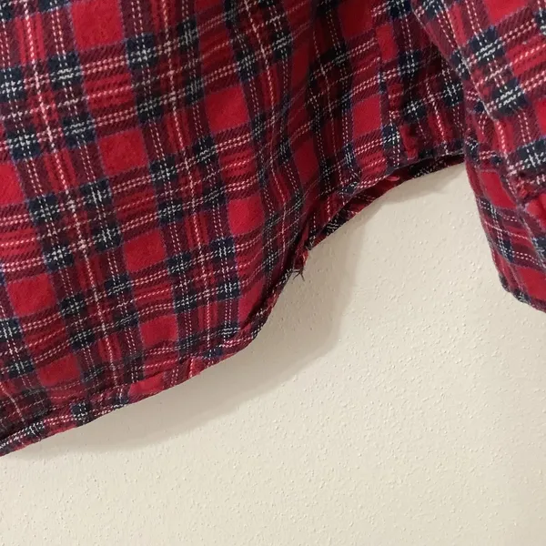 Vintage 90s Red Plaid‎ Outsoorsy Barn Chores Western Cotton Button Up Shirt M - Image 7