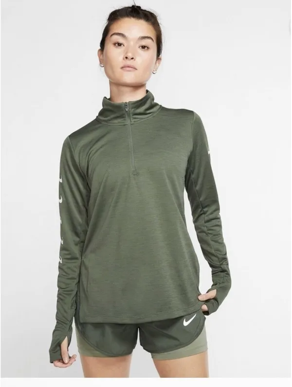 Nike Running Dri-FIT Green Multi Swoosh Sleeve 1/2-Zip Pullover Jacket Size XS - Image 2