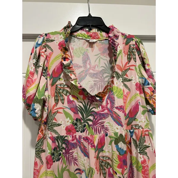 Crown & Ivy Multicolor Floral Tropical Dress Coastal Cruise Beach Modest Large - Image 7