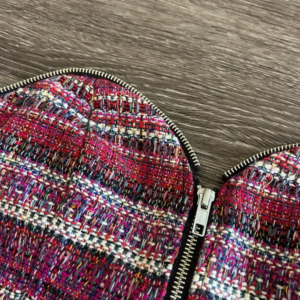 Revolve NBD Strapless Pink Tweed Zip-Front Mini Dress - Image 8