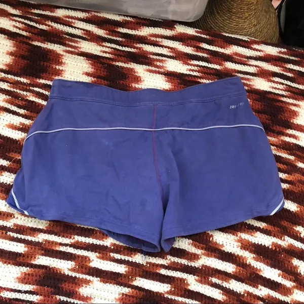 Nike Just Do It Fold over Y2K 2000s Micro Mini Booty Shorts Drawstring Low Rise Basketball Volleyball Purple Black #Retro #Sporty Size L Measurement in pics - Image 4