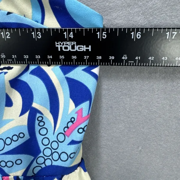 Joy Joy Dress Women's XS Sundress Blue Floral Lightweight Flowy Silky Ruffled - Image 5