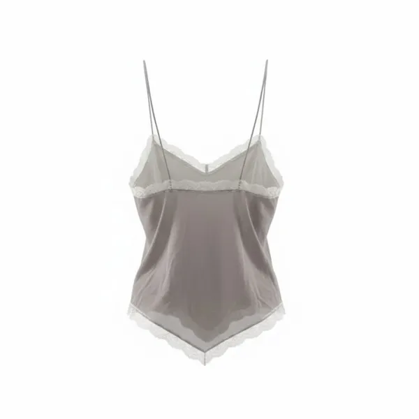 Vintage Pollinaise Silver Grey Cream Lace Camisole Nylon Womens 34 - Image 8