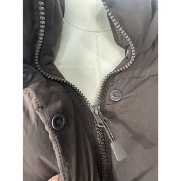 HM Ultralight Hooded Puffer Jacket Womens Small Chocolate Brown Quilted Coat - Image 11