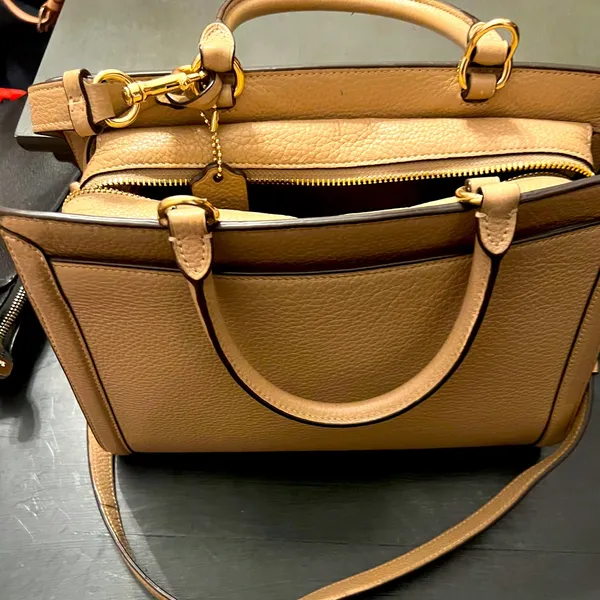 Coach Tan Satchel with Gold Lock - Image 3