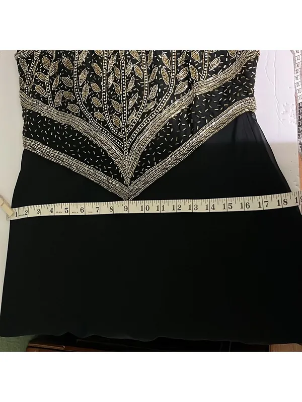 Vintage Black and Gold Beaded Long Formal Dress by Scala black tie elegant - Image 13