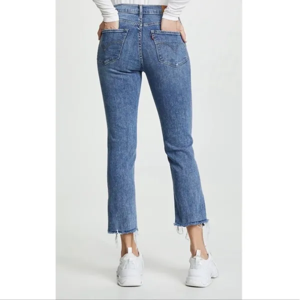Levis Jeans Size 30 Blue Split Decision High Rise Straight‎ Denim Distressed 90s - Image 2