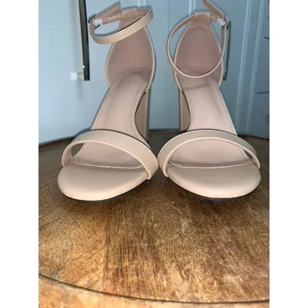 SHEIN Women's Beige Slingback Sandals Size 10 Block Heel Ankle Strap Party‎ - Image 3