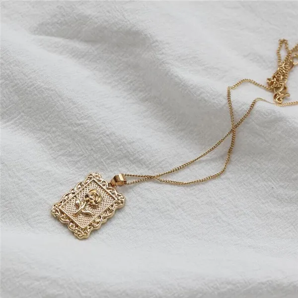 Gold Rose Pendant Necklace - Image 2