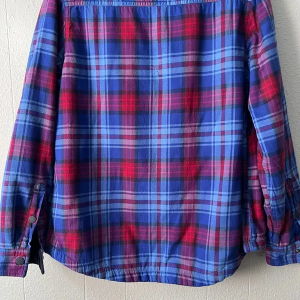 L.L.Bean Women Shacket Medium Cotton Fleece Plaid Barn Country Western Cabincore - Image 12