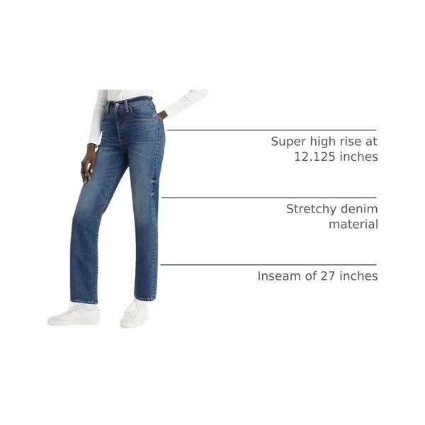 Levi's Ribcage Straight Ankle Jeans Medium Wash Super High Rise Women's 26 x 27‎ - Image 3