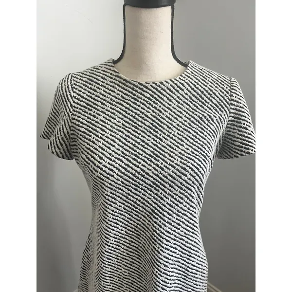 Calvin Klein Tweed Sheath Dress sz 4 Small Office Chic Striped Preppy Minimalist - Image 3